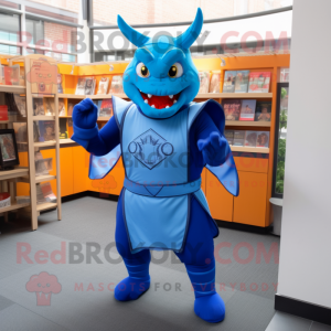 Blue Devil mascot costume character dressed with a Turtleneck and Wraps