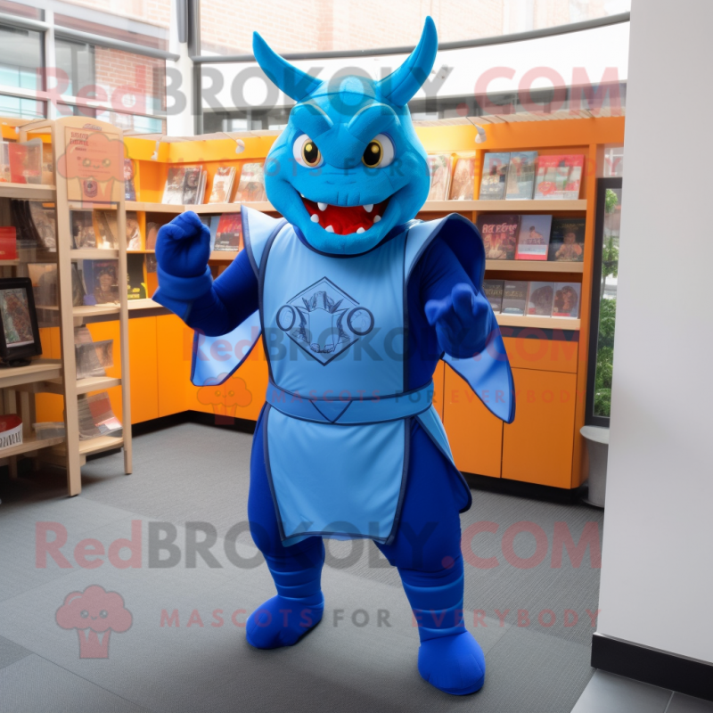 Blue Devil mascot costume character dressed with a Turtleneck and Wraps