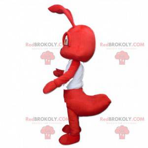 Mascotte de fourmis rouge habillée en blanc. Fourmis géante -