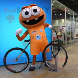 Tan Unicyclist mascot costume character dressed with a One-Piece Swimsuit and Brooches