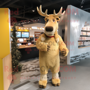 Gold Moose maskot kostume...