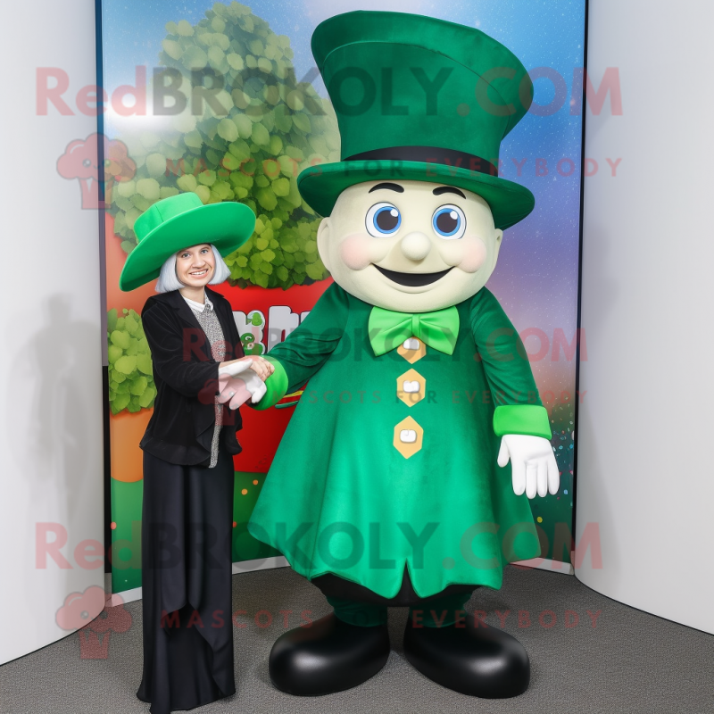 Forest Green Magician mascot costume character dressed with a Pencil Skirt and Caps Forest Green Magician mascot costume character dressed with a Pencil Skirt and Caps