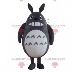 Mascote Totoro cinza e branco, fantasia de desenho animado -