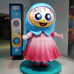 nan Gumball Machine mascot costume character dressed with a Circle Skirt and Shawls