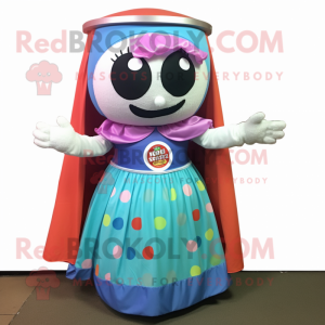 nan Gumball Machine mascot costume character dressed with a Circle Skirt and Shawls