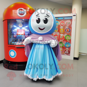 nan Gumball Machine mascot costume character dressed with a Circle Skirt and Shawls