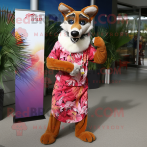 nan Dingo mascot costume character dressed with a Maxi Dress and Cufflinks