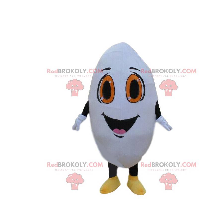 Giant rice grain mascot, white character costume -