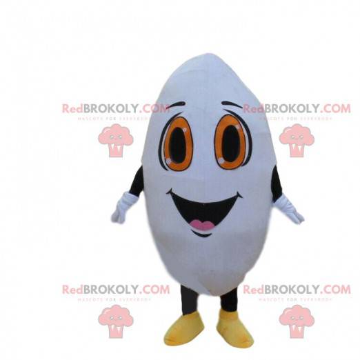 Giant rice grain mascot, white character costume -