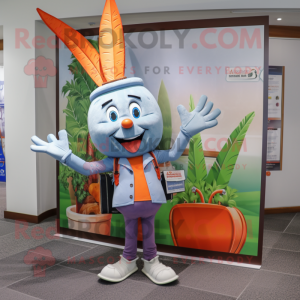 Silver Carrot mascot costume character dressed with a Flare Jeans and Briefcases