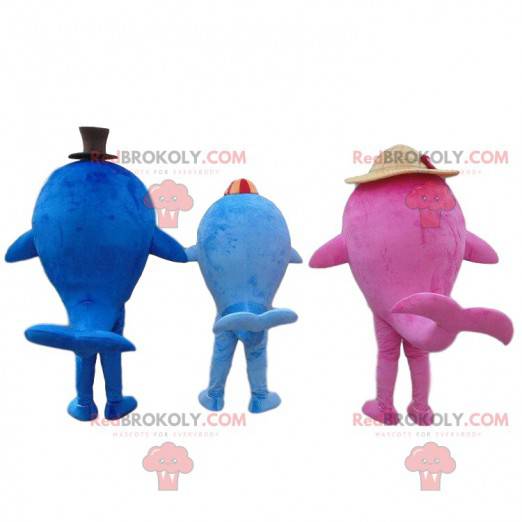 3 colorful whale mascots, 3 giant fish - Redbrokoly.com