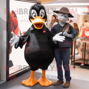 Black Geese mascot costume character dressed with a Mom Jeans and Keychains