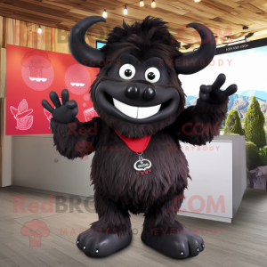 Black Buffalo mascot costume character dressed with a V-Neck Tee and Hairpins