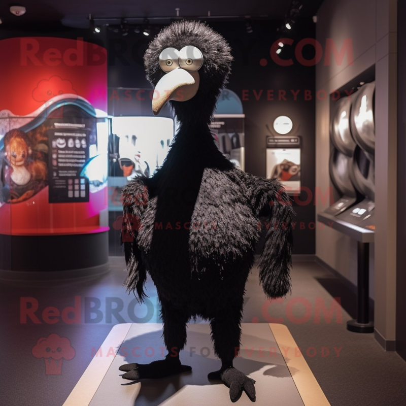 Black Ostrich mascot costume character dressed with a Turtleneck and Shawls Black Ostrich mascot costume character dressed with a Turtleneck and Shawls