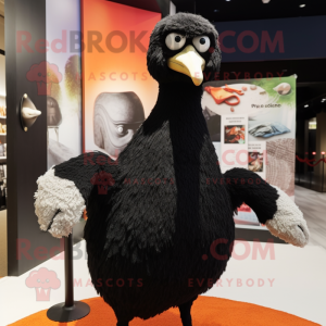 Black Ostrich mascot costume character dressed with a Turtleneck and Shawls