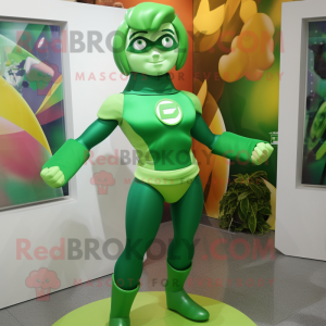 Grønn superheltmaskot drakt...