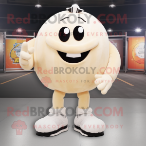 Cream Handball Ball mascot costume character dressed with a Tank Top and Anklets