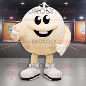 Cream Handball Ball mascot costume character dressed with a Tank Top and Anklets