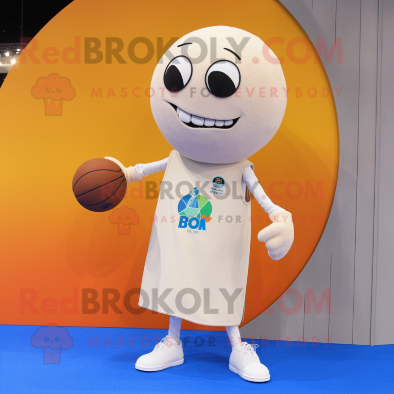 Cream Handball Ball mascot costume character dressed with a Tank Top and Anklets Cream Handball Ball mascot costume character dressed with a Tank Top and Anklets