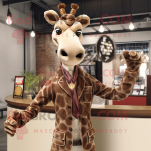 Brun Giraffe maskot kostym...