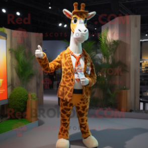 Brown Giraffe mascot costume character dressed with a Blazer and Bracelets