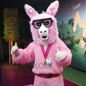 Pink Lama maskot kostume...