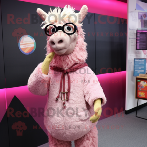 Roze lama mascotte kostuum...