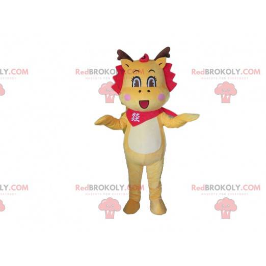 Maskot žlutý a bílý drak, kostým dinosaura - Redbrokoly.com