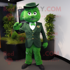 Forest Green Momentum mascot costume character dressed with a Suit Jacket and Belts