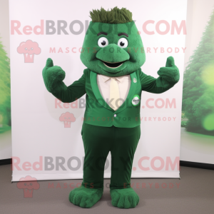 Forest Green Momentum mascot costume character dressed with a Suit Jacket and Belts