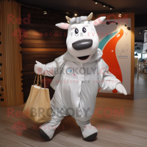 Silver Cow maskot kostume...