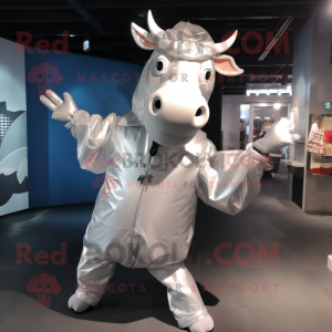 Silver Cow maskot kostume...