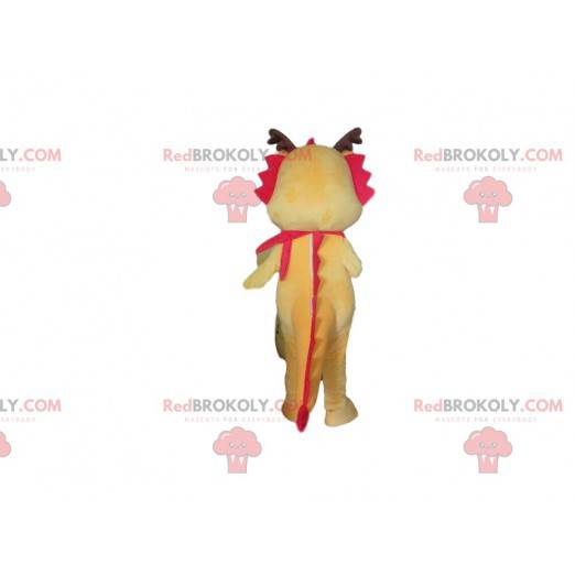 Gul og hvit drage maskot, dinosaur kostyme - Redbrokoly.com