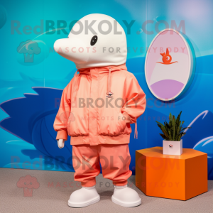 Peach Beluga Whale maskot...