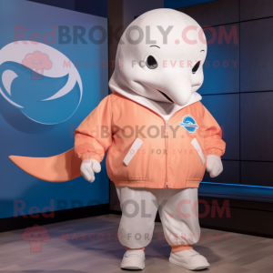 Peach Beluga Whale maskot...