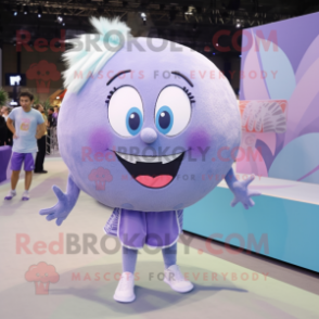Lavender Volleyball Ball mascot costume character dressed with a Boyfriend Jeans and Hairpins