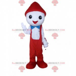 Hvid karakter maskot med rød overall - Redbrokoly.com