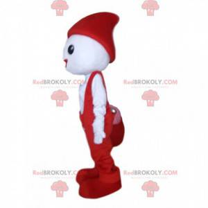 White character mascot with red overalls - Redbrokoly.com