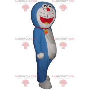 Mascote Doraemon, famoso gato mangá azul e branco -