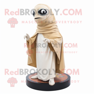 Beige But mascot costume character dressed with a Turtleneck and Shawl pins