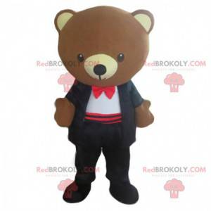 Stijlvolle teddybeer mascotte, elegant teddybeer kostuum -