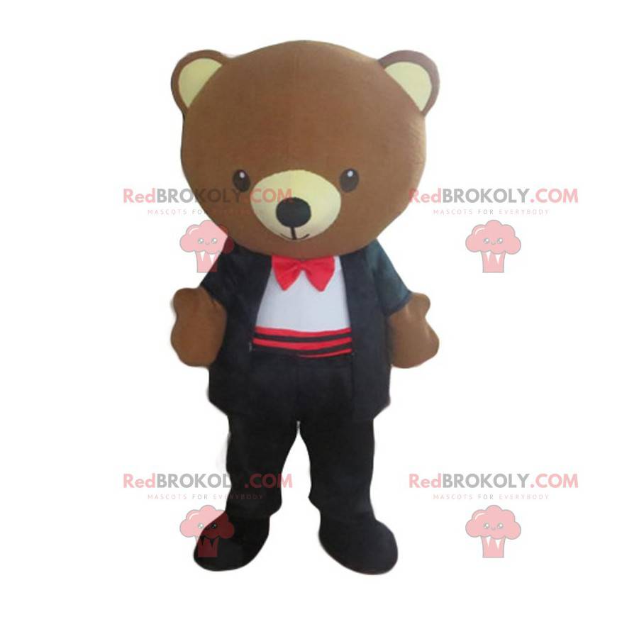 Stilvolles Teddybär-Maskottchen, elegantes Teddybär-Kostüm -