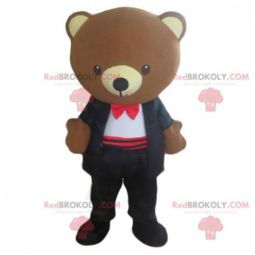 Stijlvolle teddybeer mascotte, elegant teddybeer kostuum -