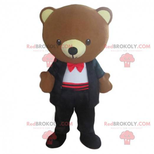 Stylish teddy bear mascot, elegant teddy bear costume -