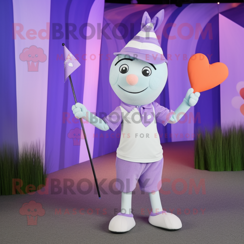 Lavender Arrow Of Love mascot costume character dressed with a Polo Tee and Cufflinks Lavender Arrow Of Love mascot costume character dressed with a Polo Tee and Cufflinks