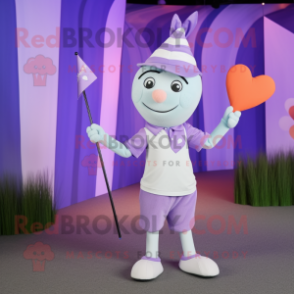 Lavender Arrow Of Love mascot costume character dressed with a Polo Tee and Cufflinks
