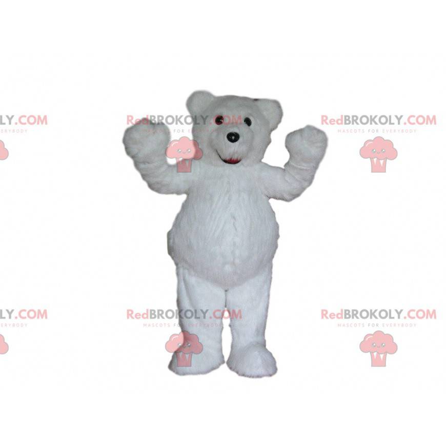 Mascotte d'ours blanc en peluche, costume de nounours blanc -