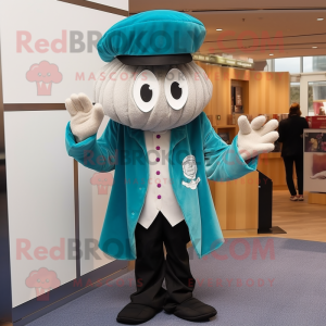 Teal Oyster mascot costume character dressed with a Trousers and Hats