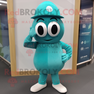 Teal Oyster mascot costume character dressed with a Trousers and Hats