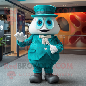 Teal Oyster mascot costume character dressed with a Trousers and Hats